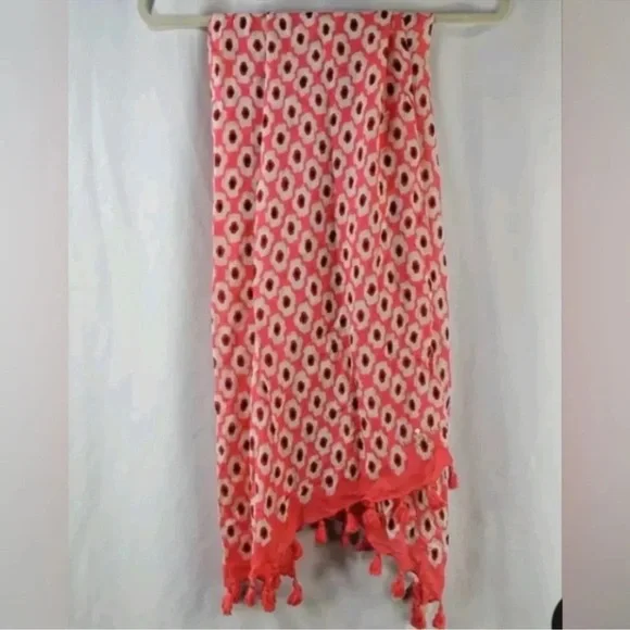 Kate Spade New York Ikat Posy Surprise Pink Multi Scarf Oblong beautiful - Picture 2 of 5